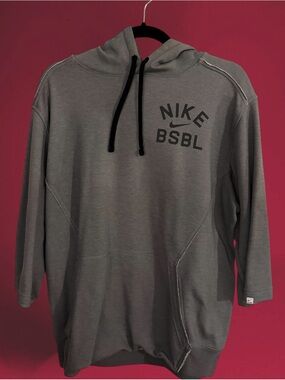 Nike Men's Gray BSBL 3/4 sleeve Hooded Sweatshirt